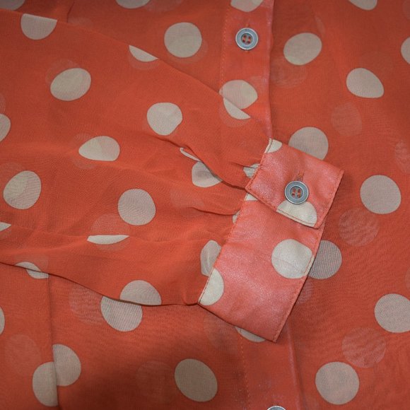 Women MINKPINK Orange Button up Blouse Size Small - Picture 6 of 7